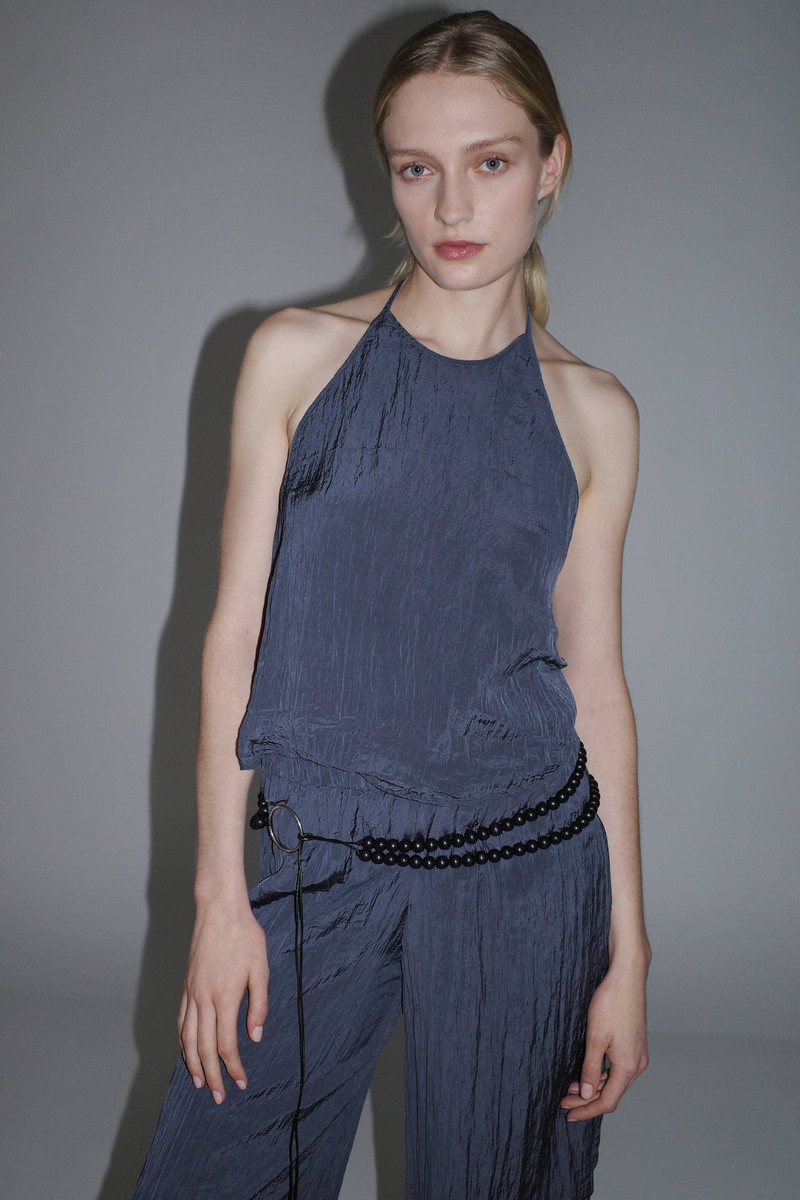 Crinkle Halter Top - Ink 10