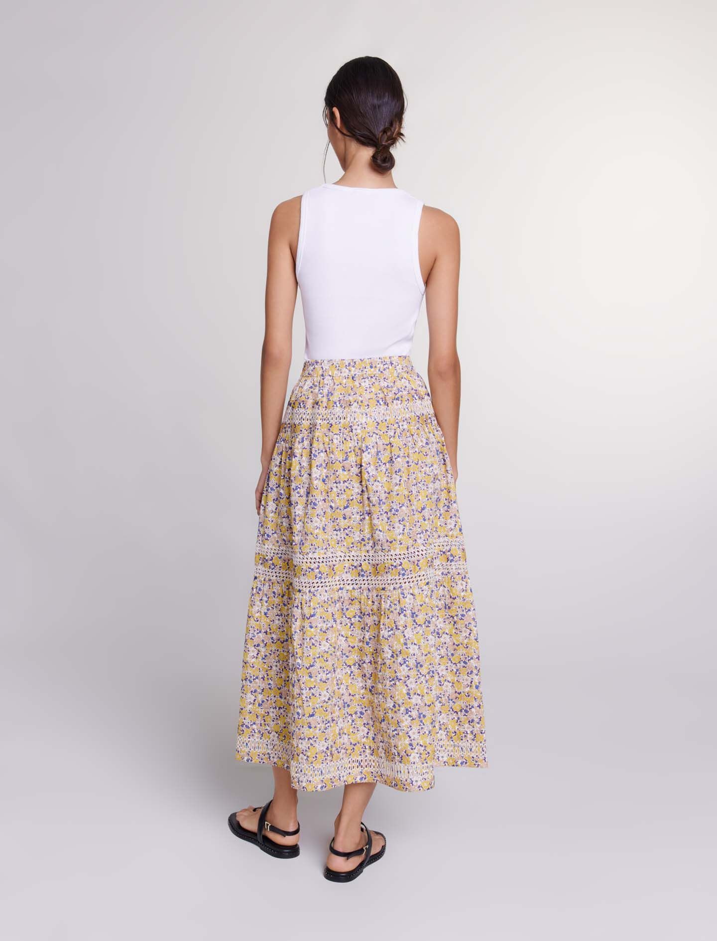 Long floral embroidered skirt - 5