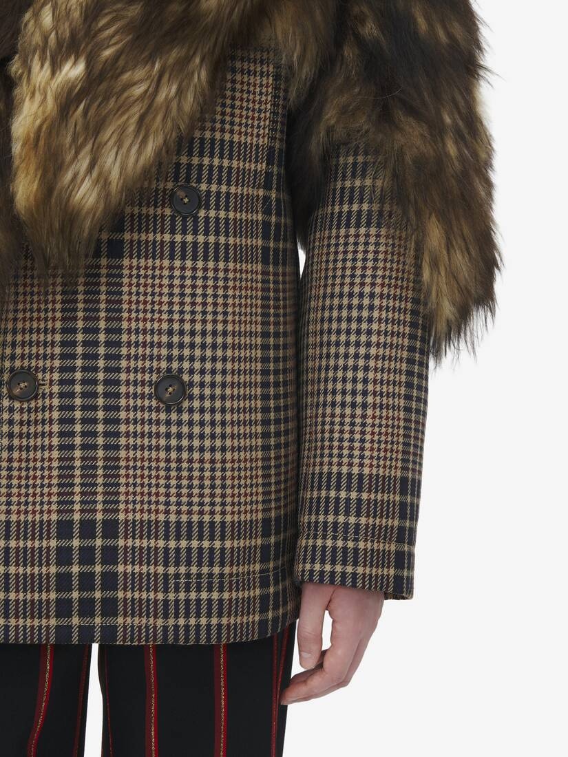 Shearling Stole Wool Peacoat - 6