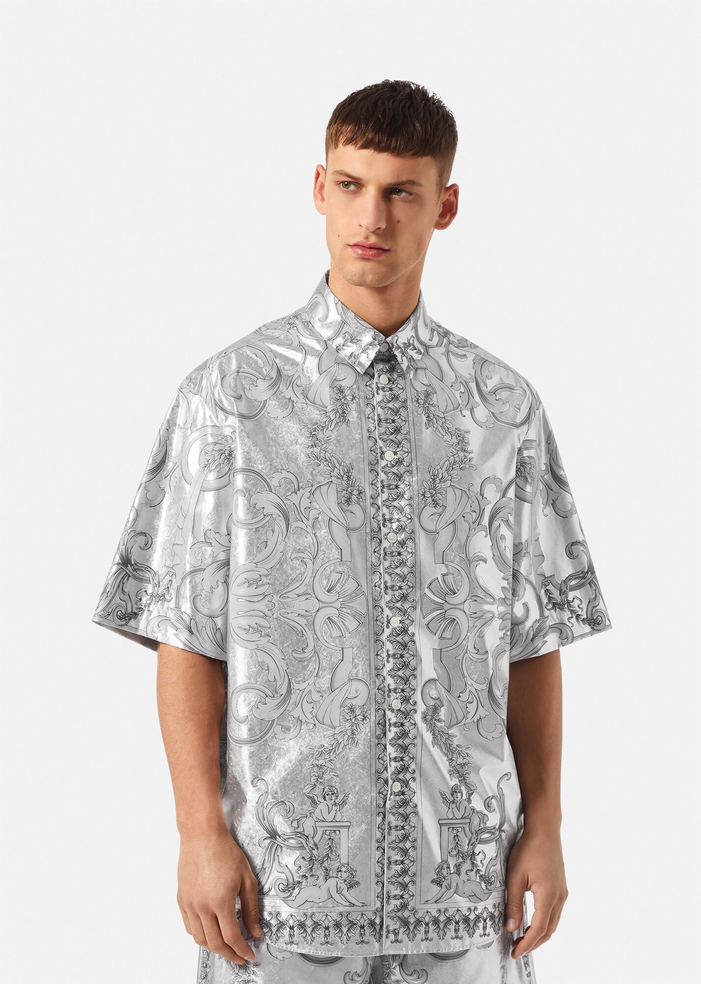 Silver Baroque Silk Shirt - 3