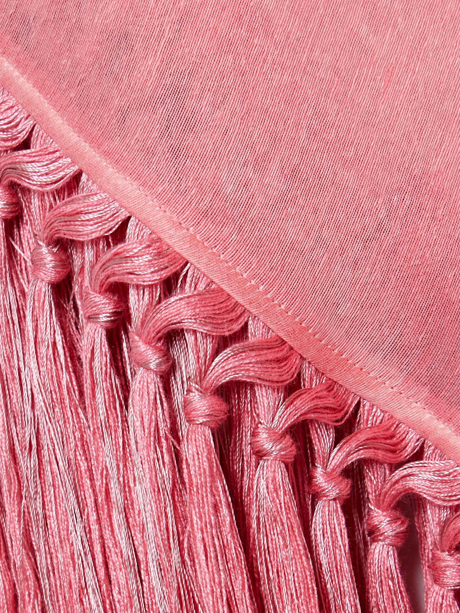 Arno one-sleeve fringed linen-blend gown Pink - 4