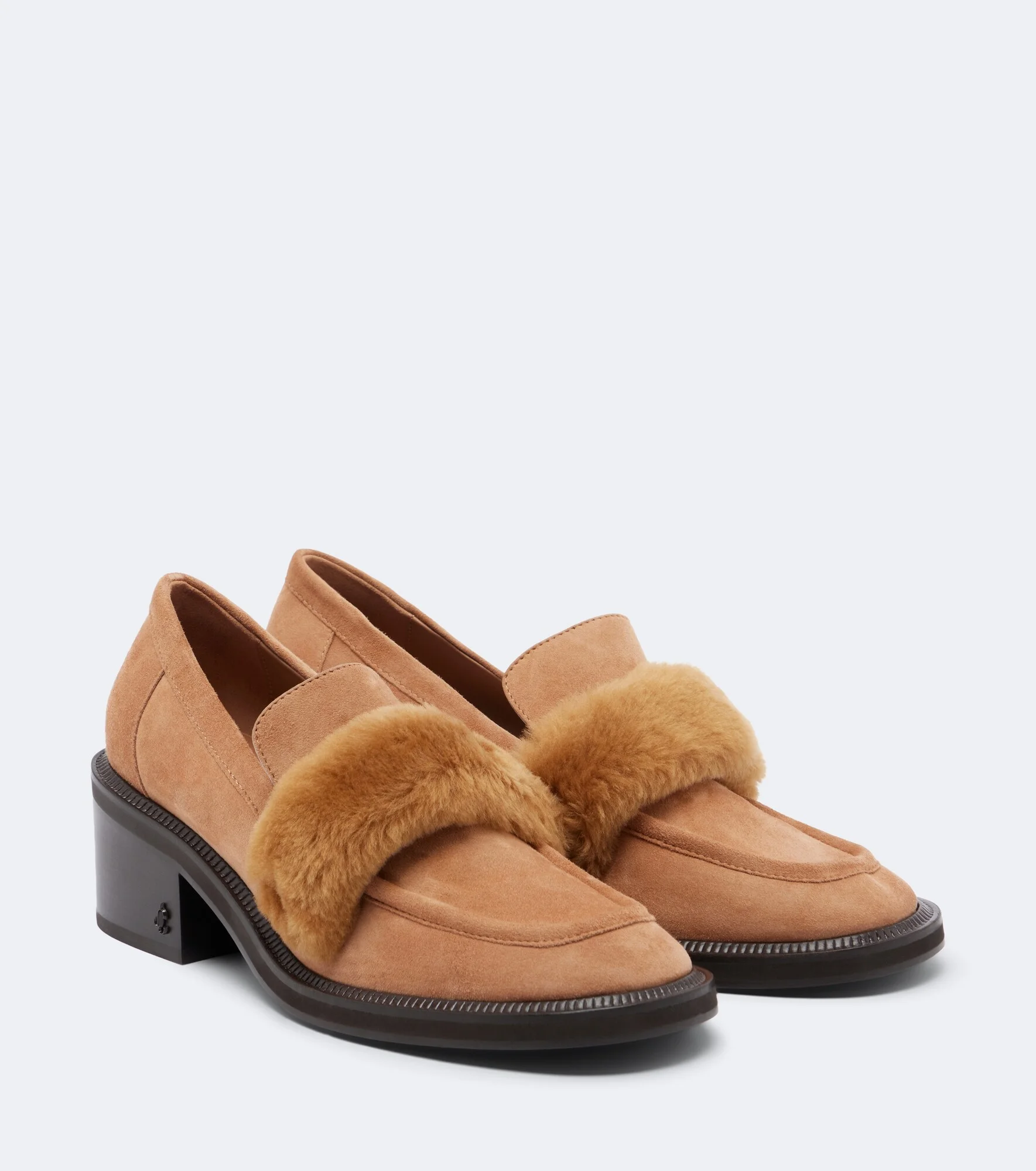 Tylor shearling-trimmed suede loafer pumps - 1