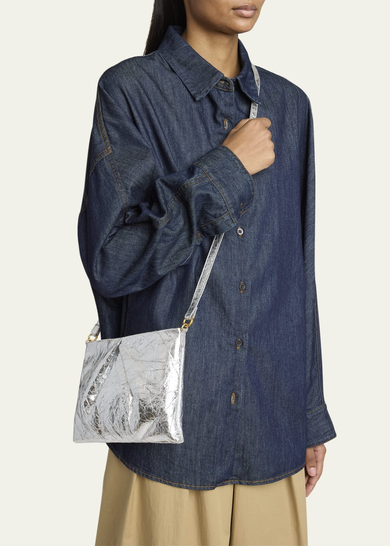 Dries Van Noten Metallic Leather Pouch Crossbody Bag outlook