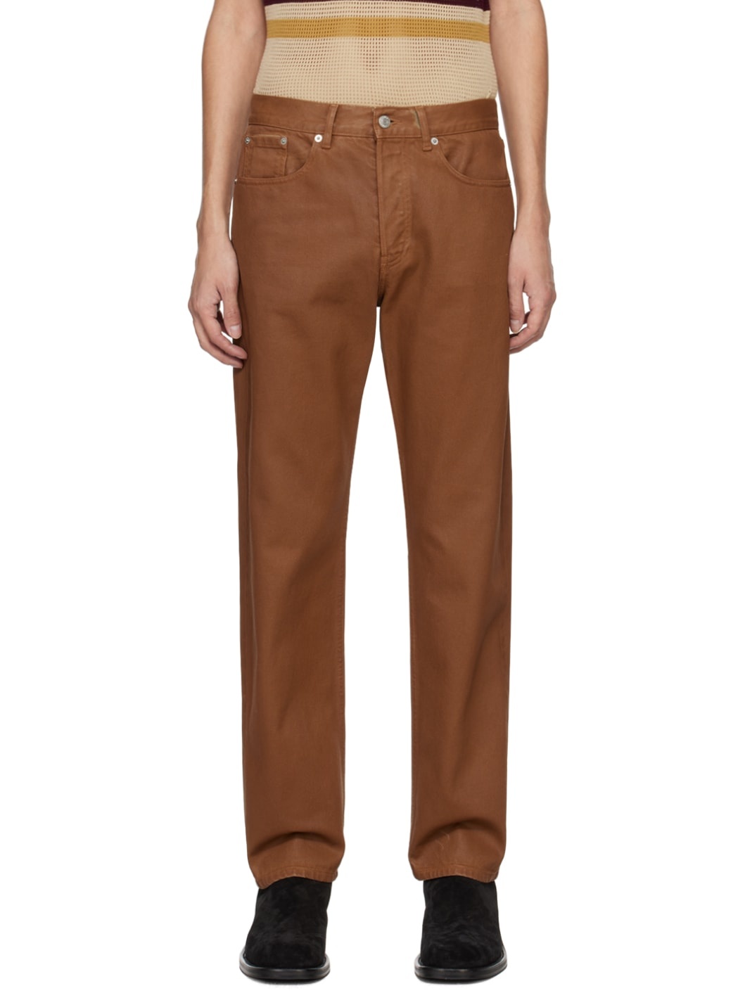 Brown Button-Fly Jeans - 1