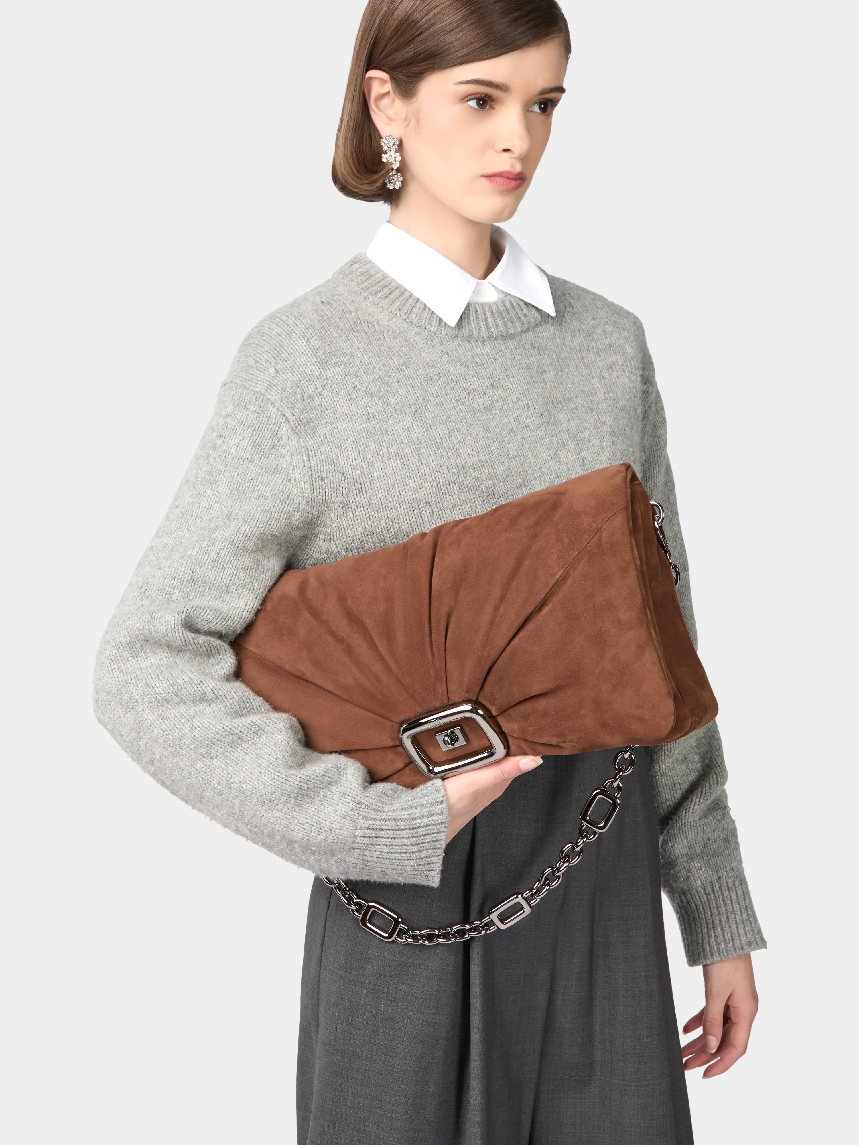 Viv' Choc Large Bag in suede - 8