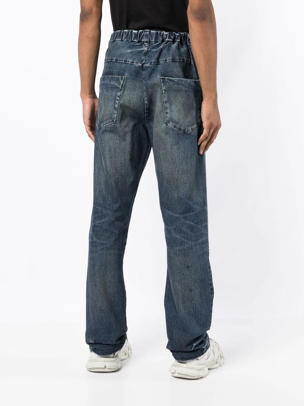 elasticated-waistband straight jeans - 4