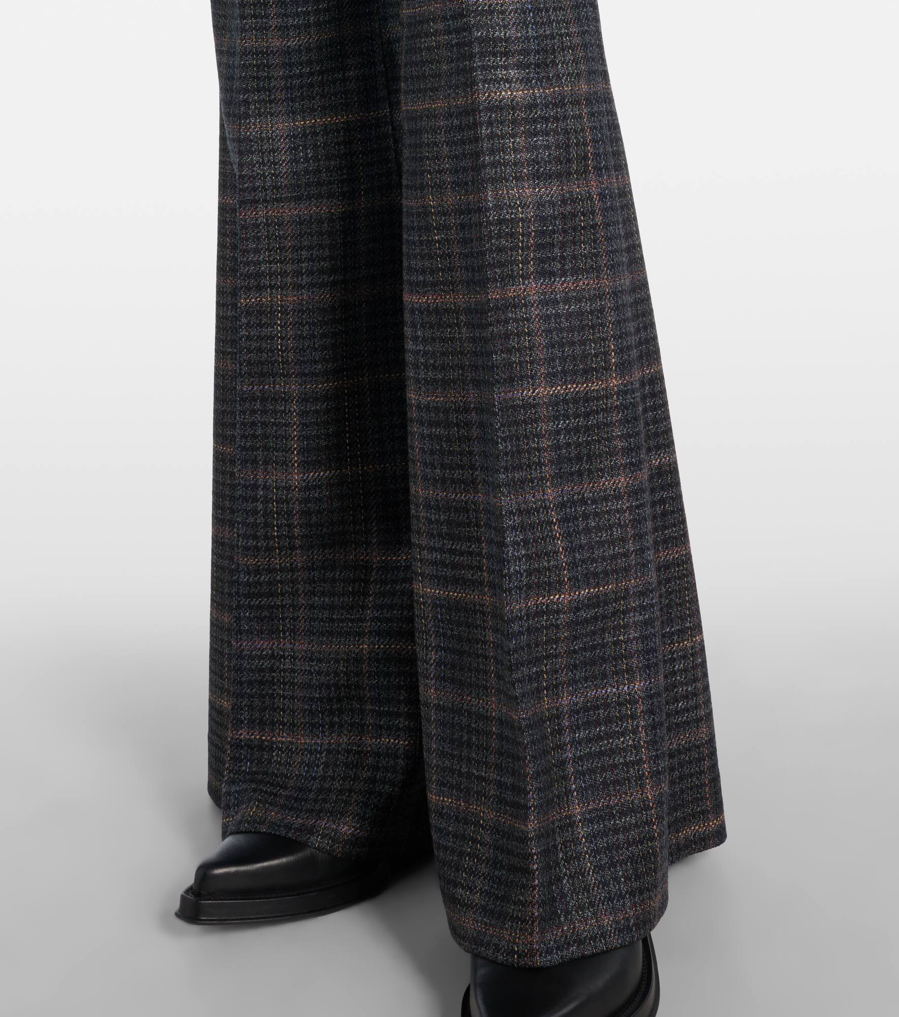 Rhein checked wool and silk flared pants - 5