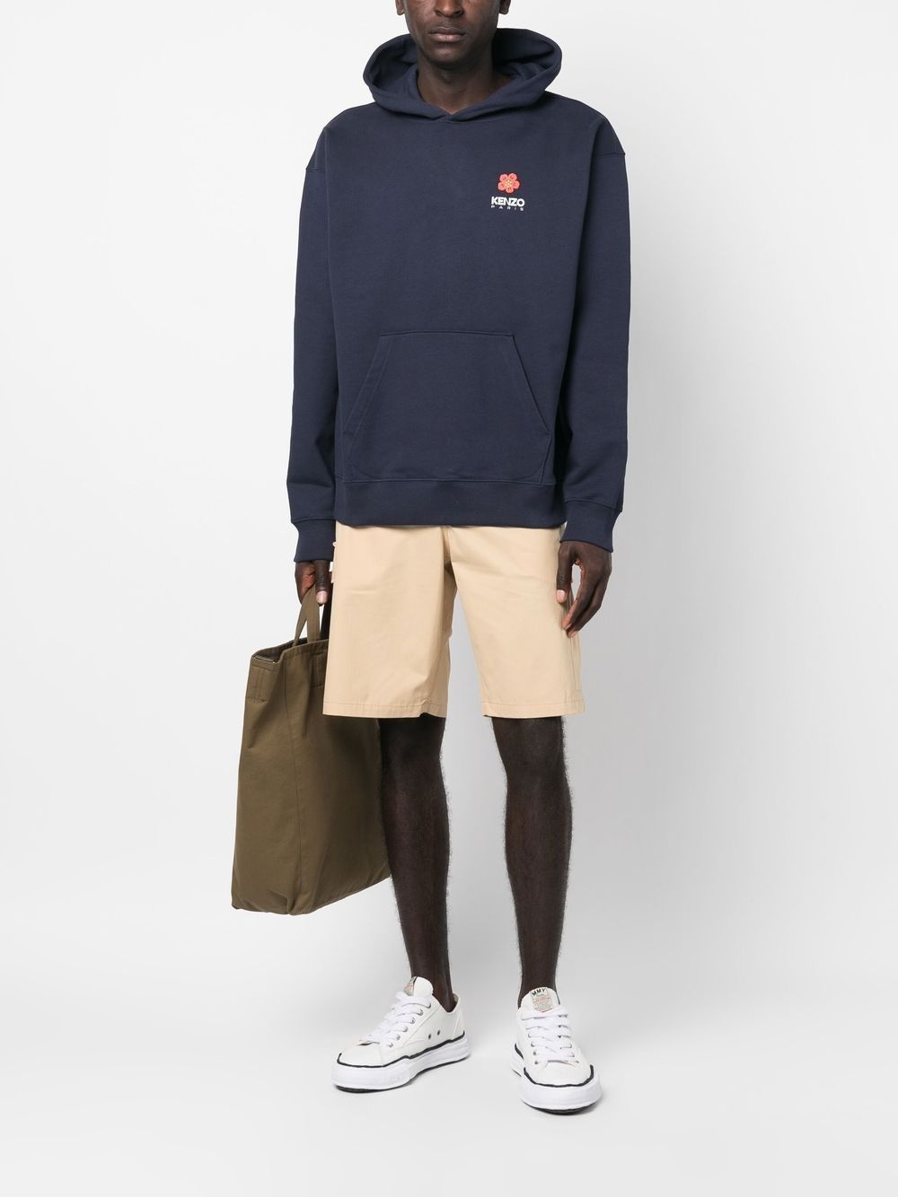 logo-patch cotton cargo shorts - 2