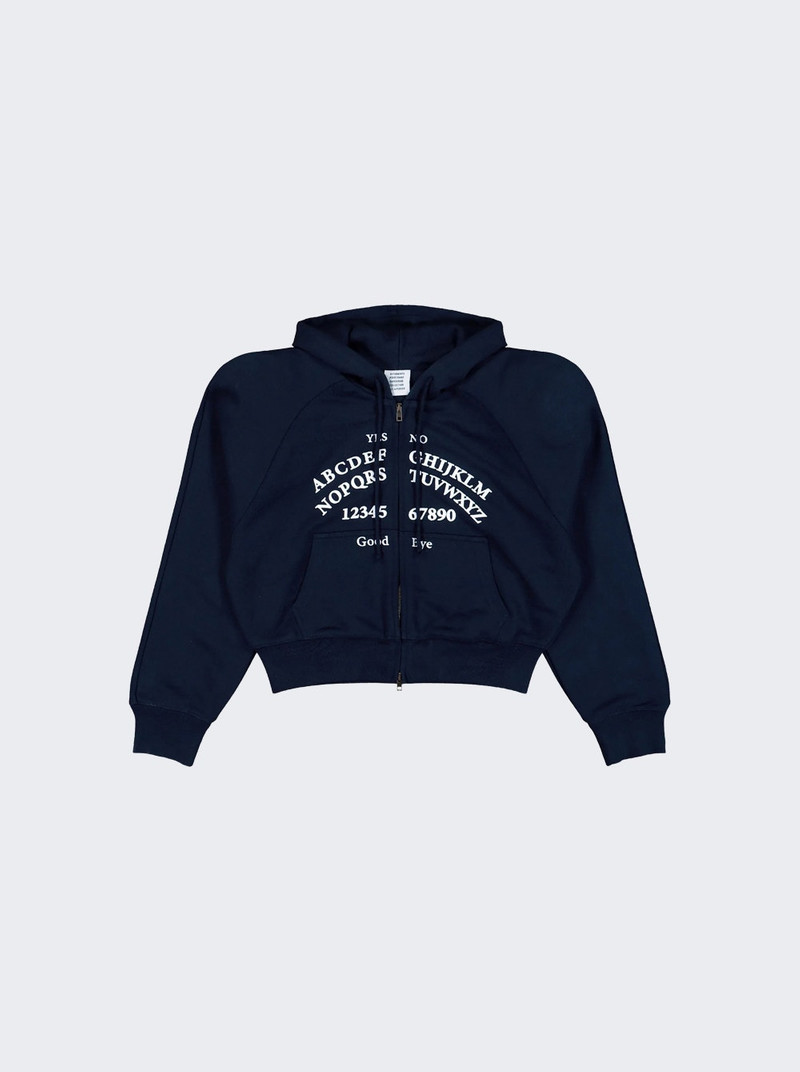 Alphabet Round Shoulder Zip-up Hoodie Navy 1