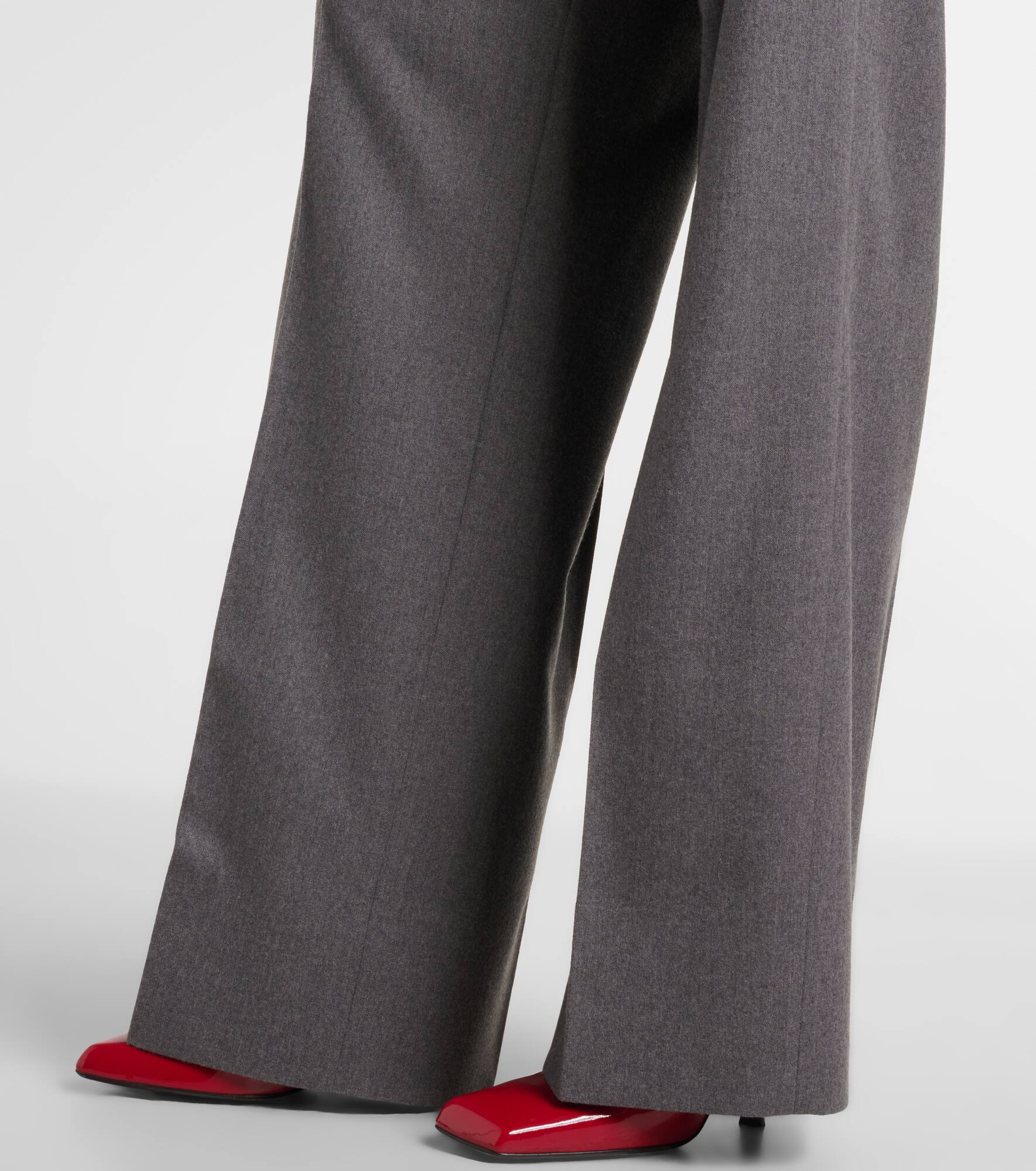 Wool flannel straight pants - 5