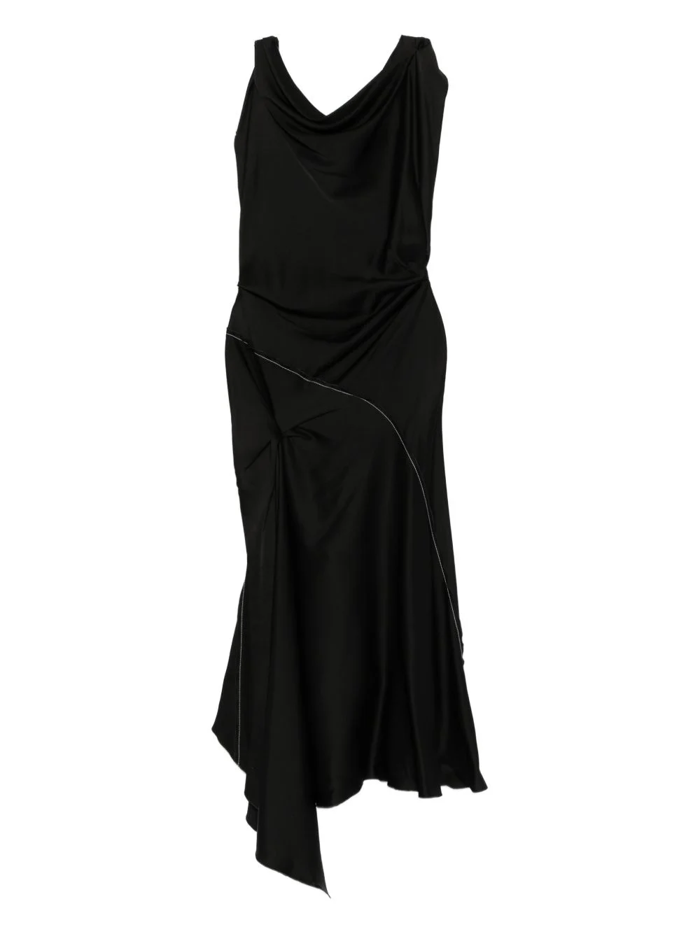 cowl-neck asymmetric dress - 1