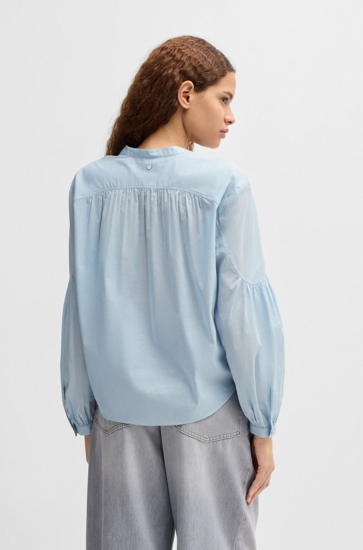 REGULAR-FIT BLOUSE IN COTTON VOILE WITH WIDE SLEEVES - 5