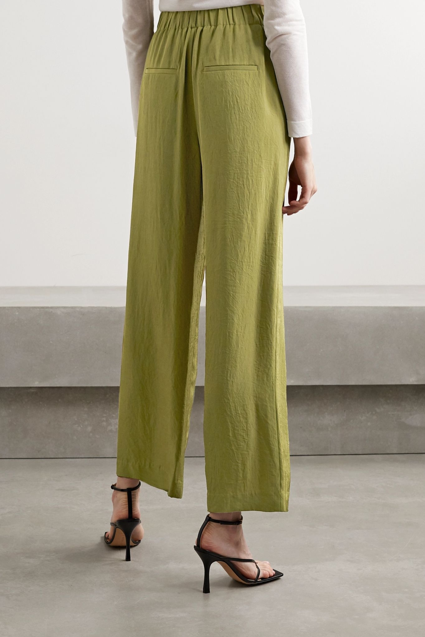 Crepe wide-leg pants - 3