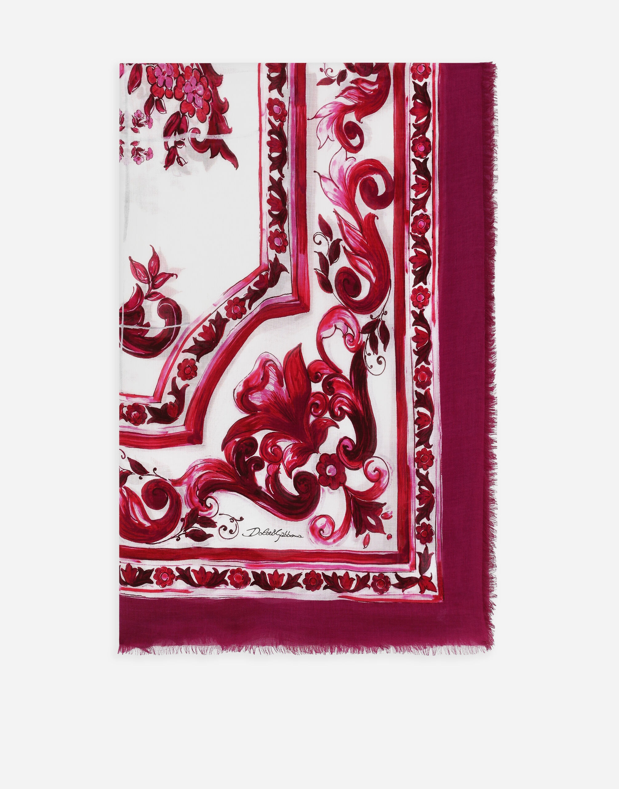 Majolica-print modal and cashmere square scarf (140 x 140) - 1