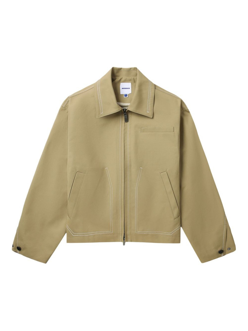 contrast-stitch zip-up jacket 1
