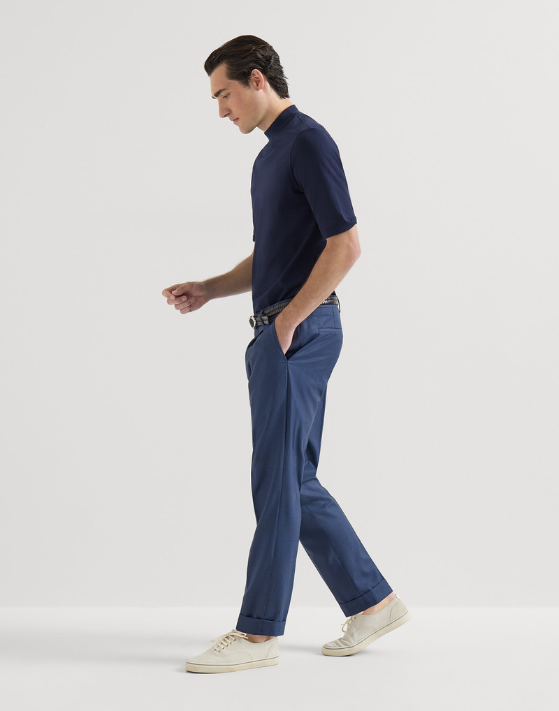 Virgin wool Prince of Wales trousers with pleat 4