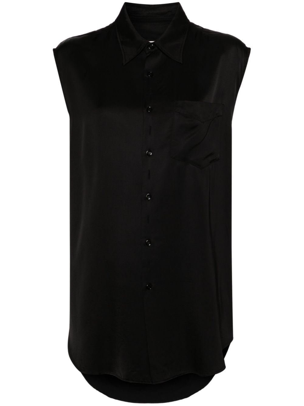 ripped-detail satin-weave shirt - 2