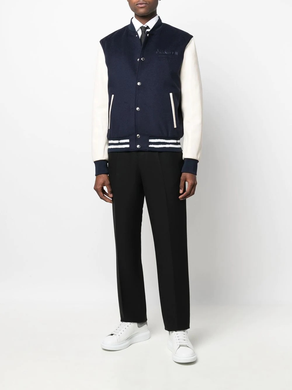 embroidered logo varsity jacket - 2