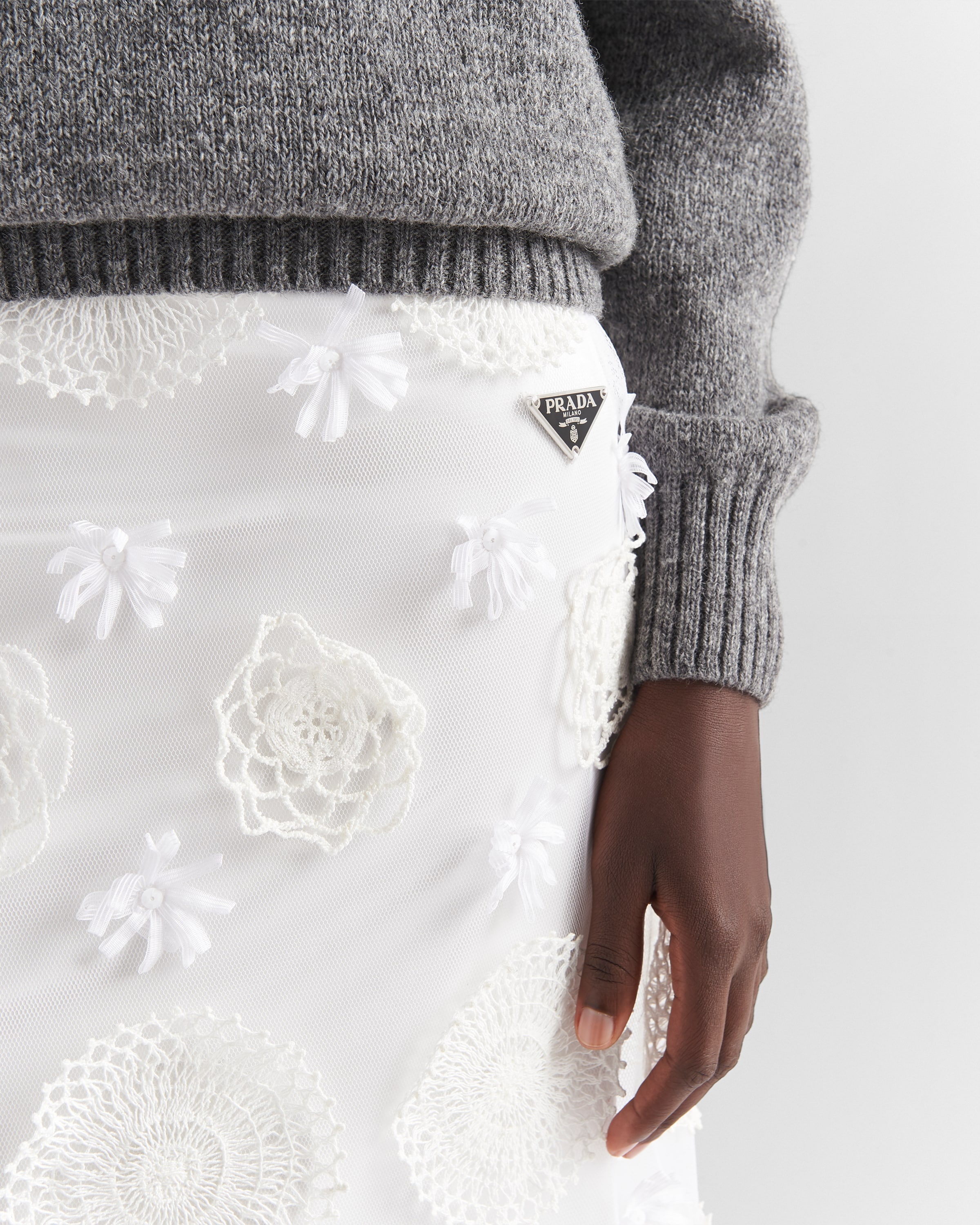 Embroidered duchesse maxi-skirt - 3