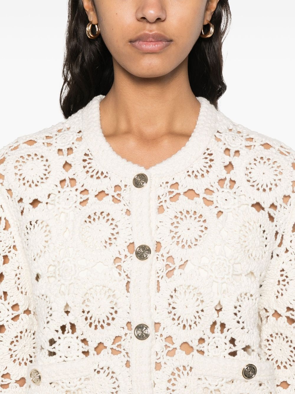 floral-motif cardigan - 5