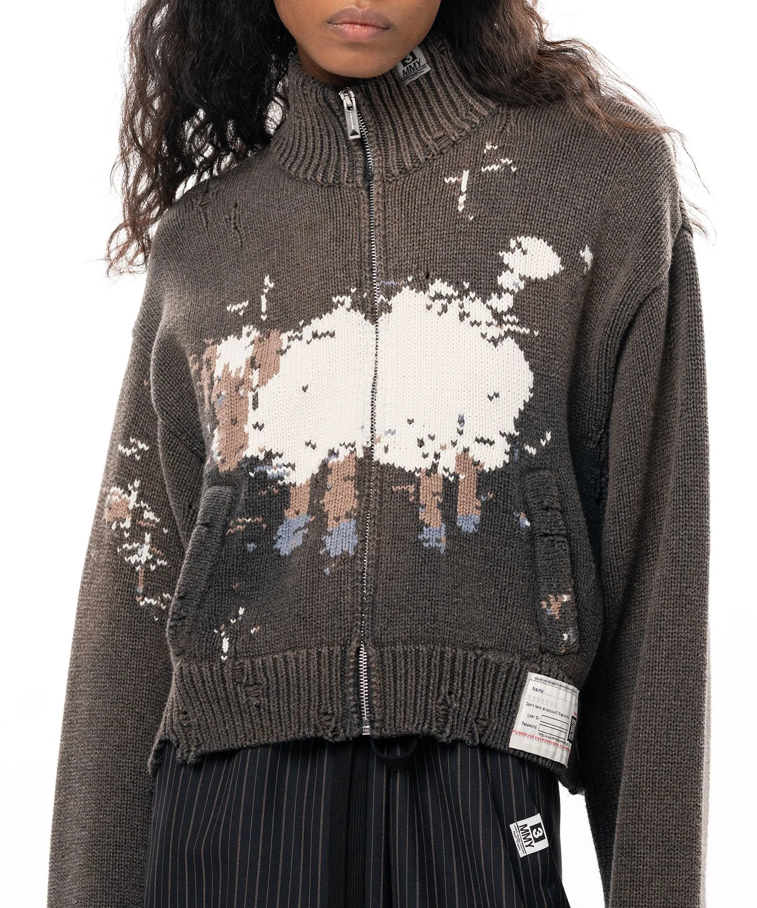 Sheep Jacquard Knit Cardigan - 1
