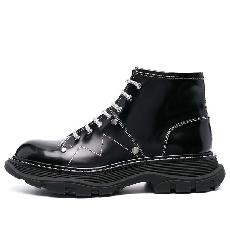 (WMNS) Alexander McQueen Tread Lace-up Boots 'Black White' 718366WIC6D1081 - 1