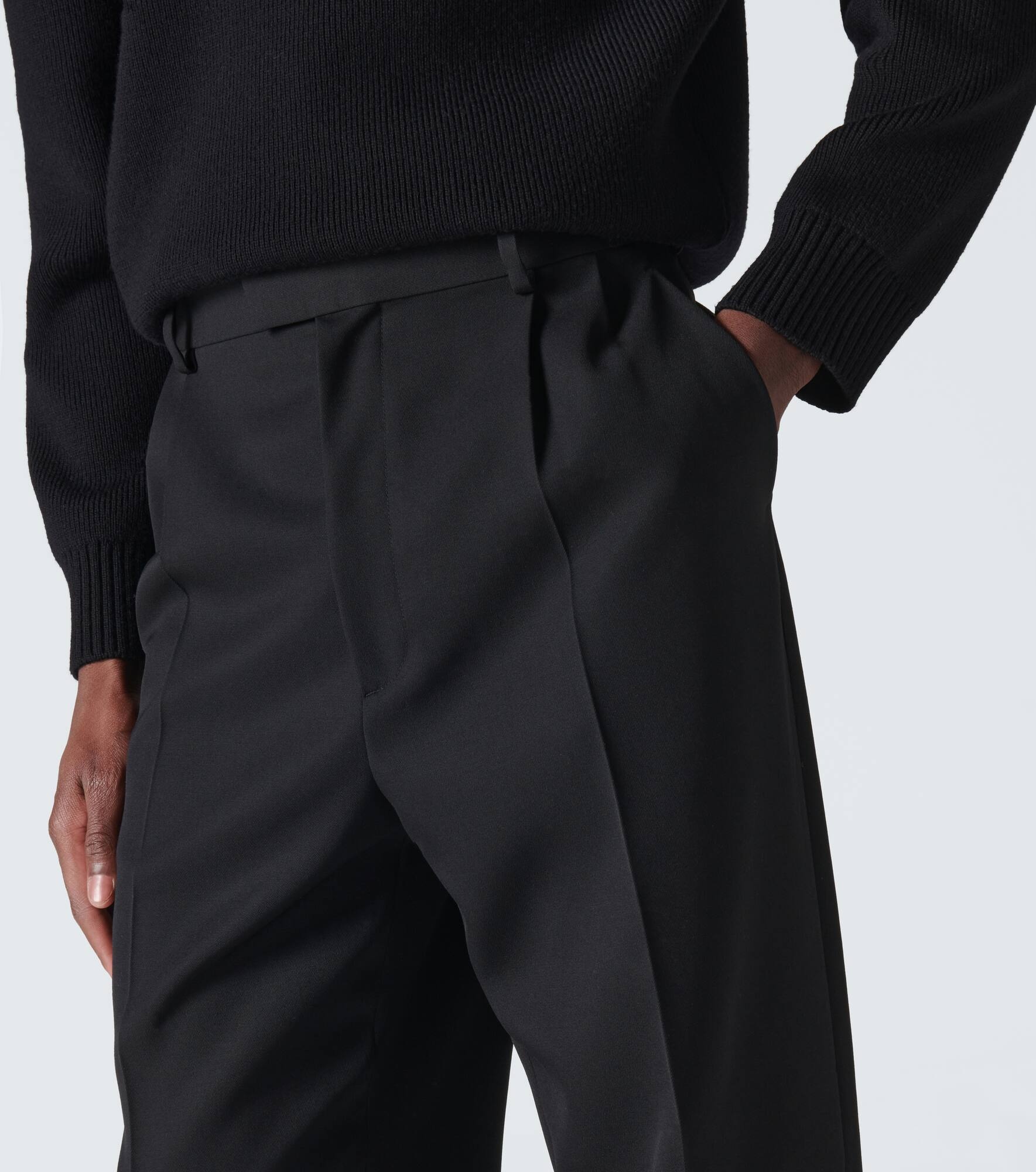 Wool twill straight pants - 5