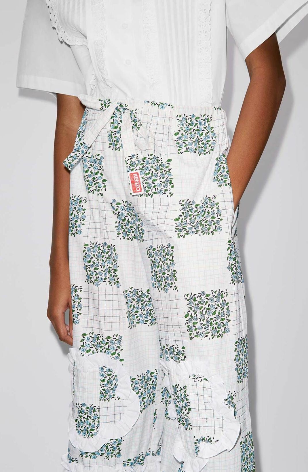 'Patchwork' cropped ruffle trousers - 6