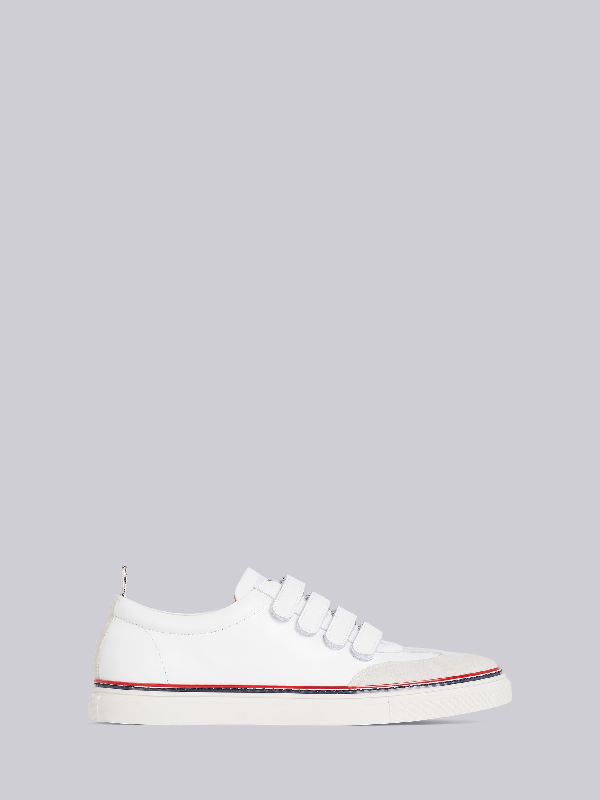 White Vitello Calfskin Velcro Low-top Trainer - 1