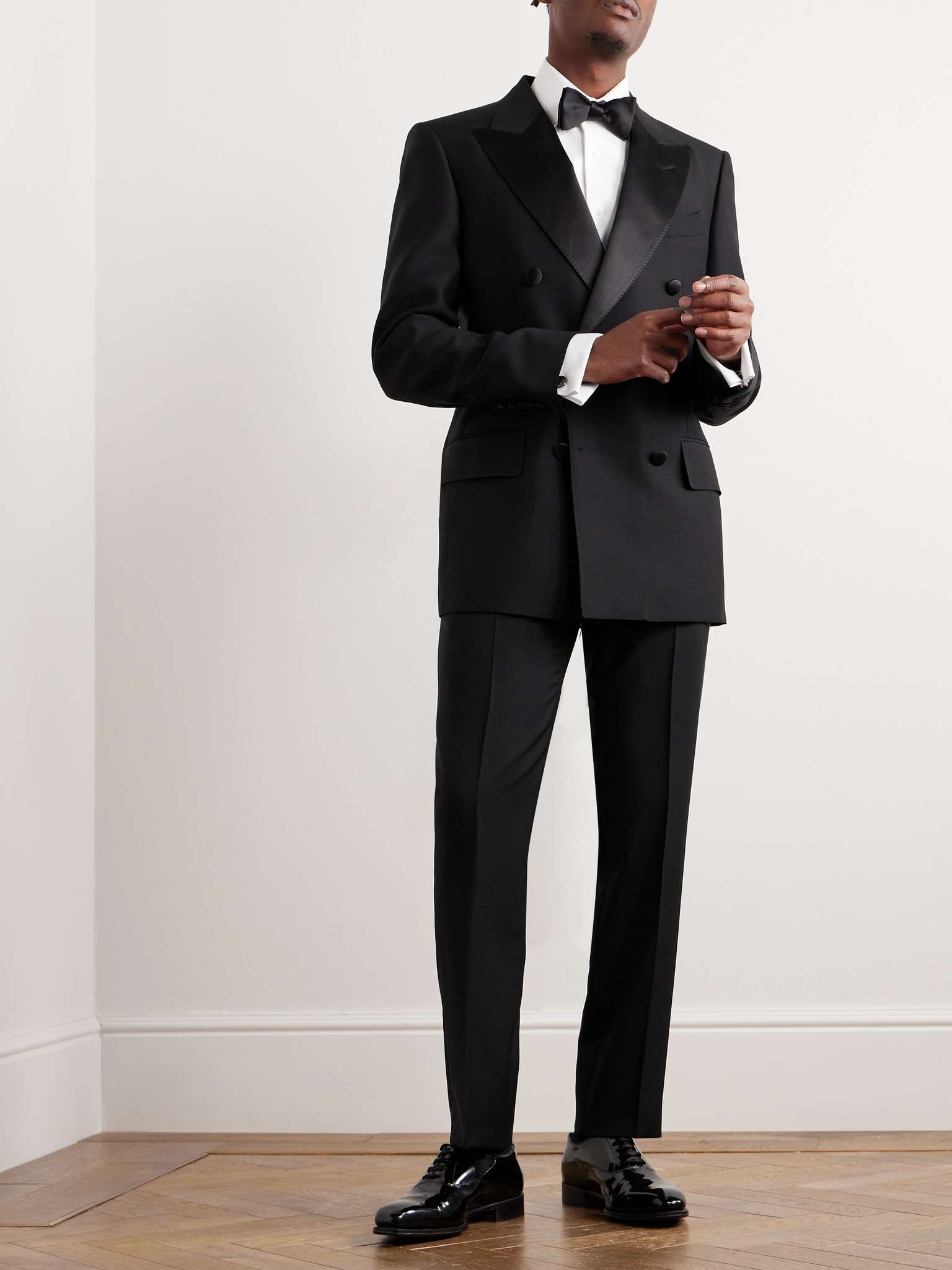 Double-Breasted Satin-Trimmed Wool and Silk-Blend Tuxedo Jacket - 2