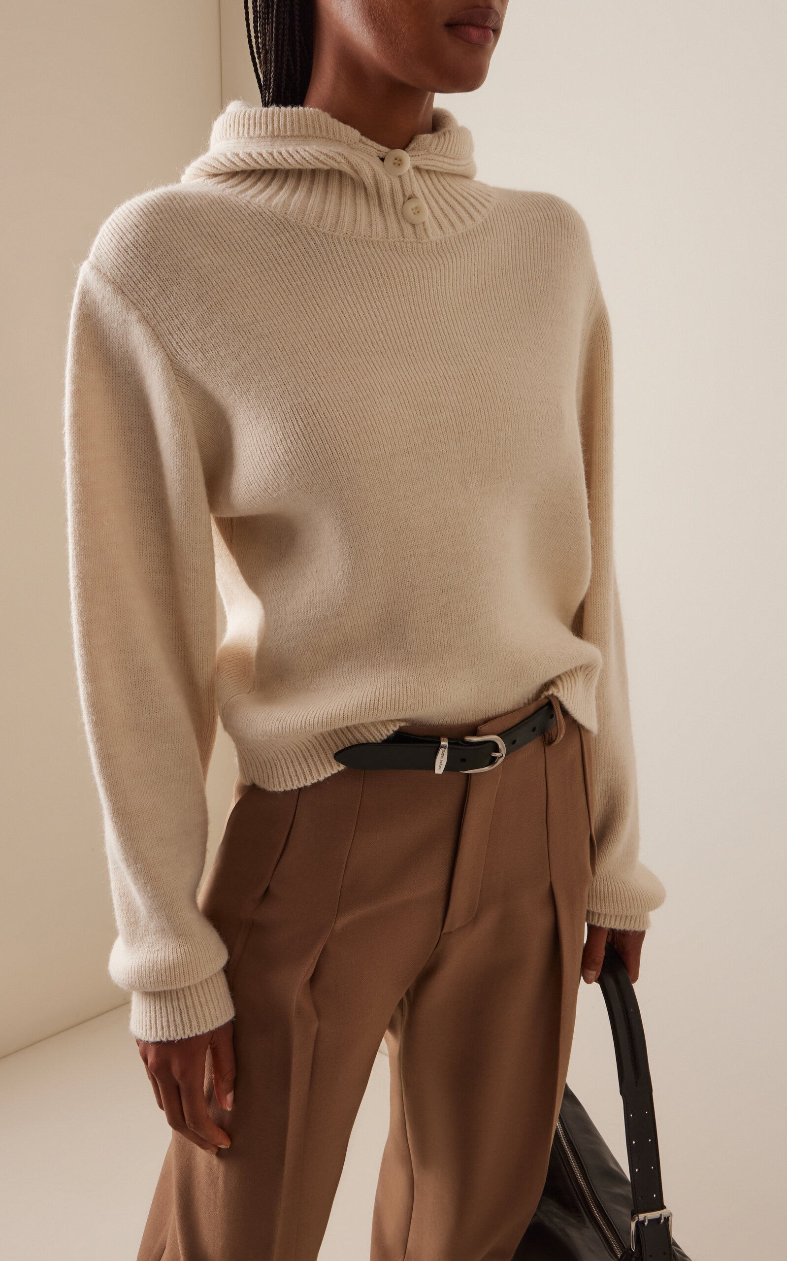 Hooded Knit Sweater ivory - 2