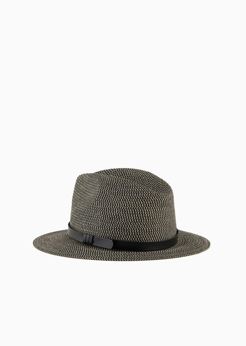 EMPORIO ARMANI Two-toned, woven paper-yarn hat outlook