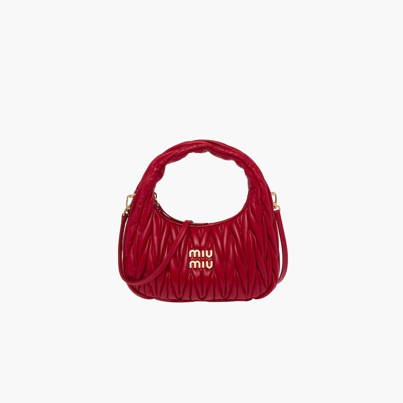 Miu Miu Miu Wander matelassé nappa leather mini hobo bag outlook