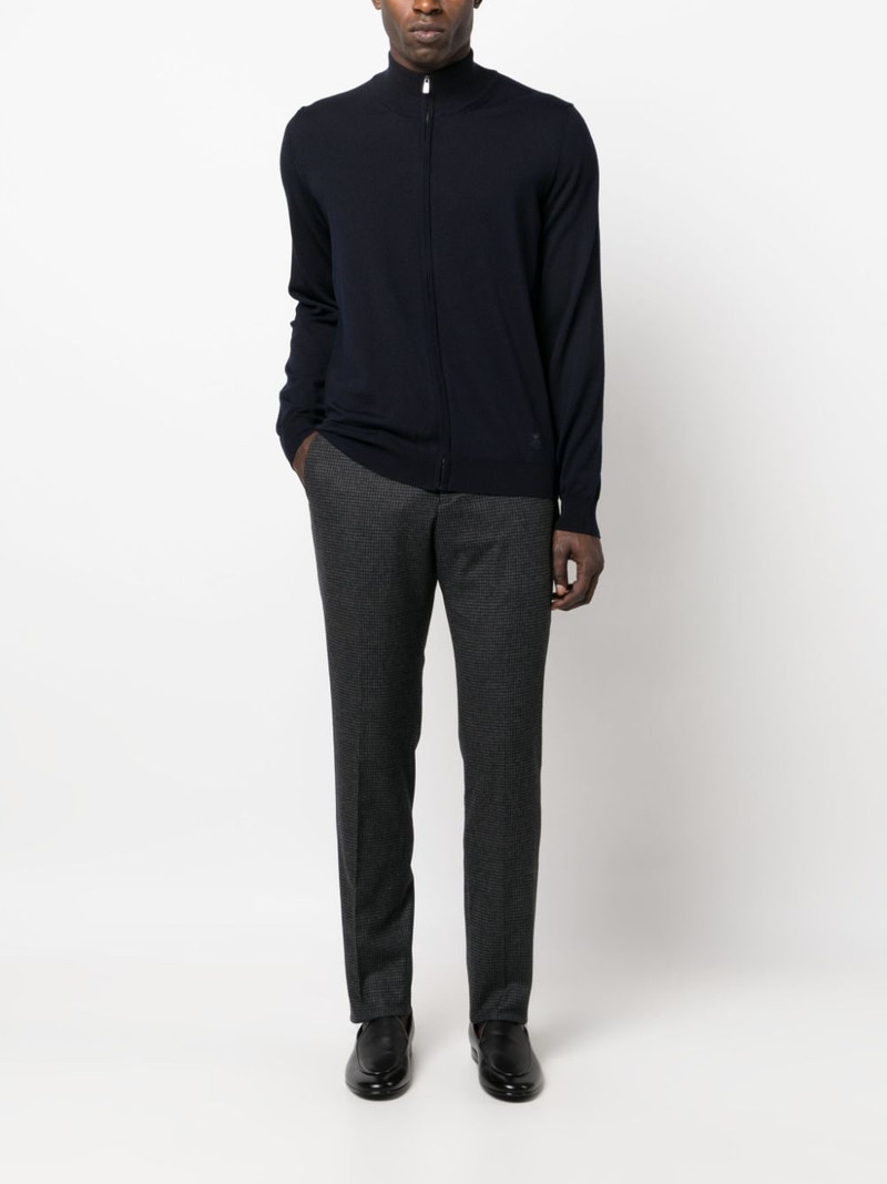 CORNELIANI logo-patch zip-up cardigan outlook