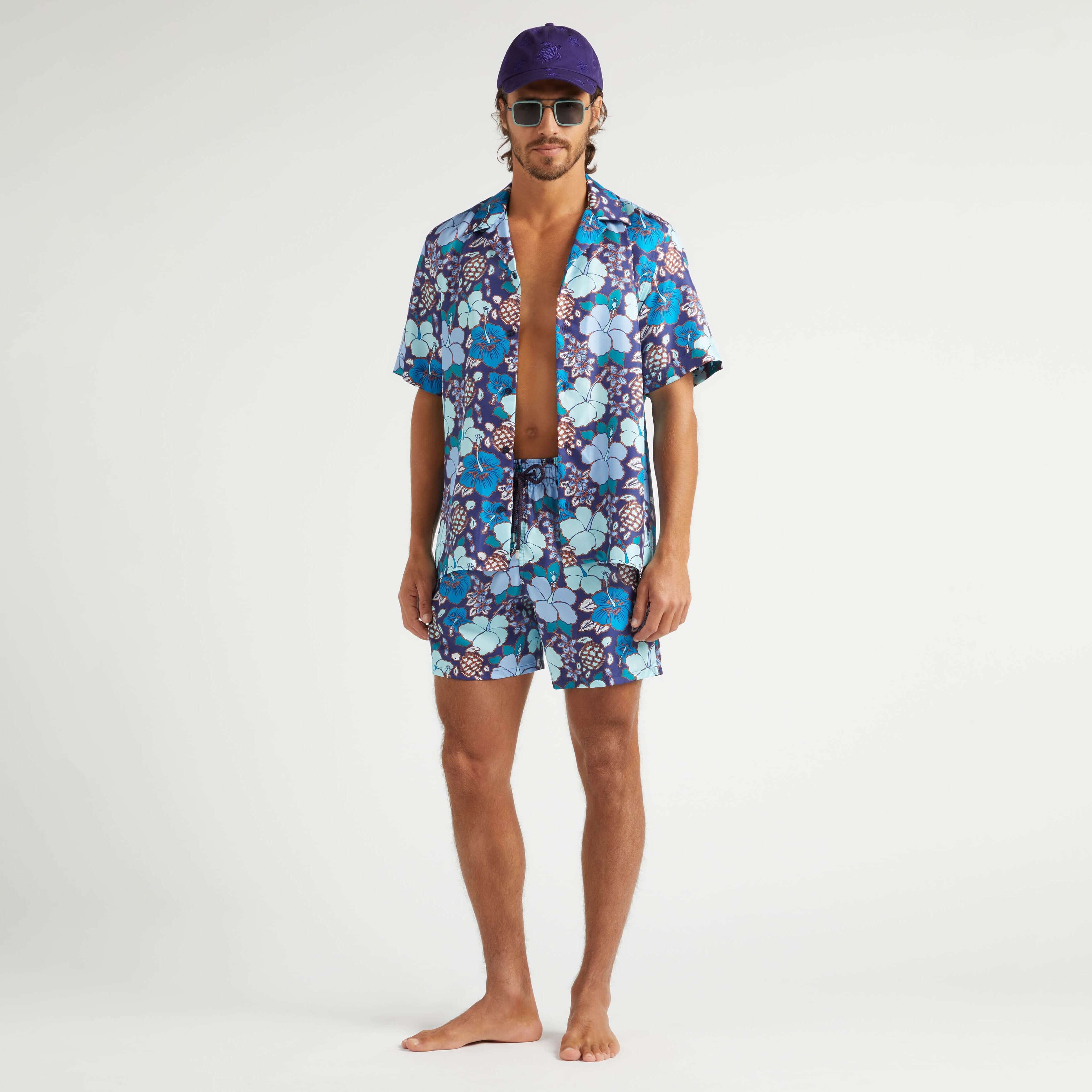 Men Silk Bowling Shirt Tropical Turtles - 5