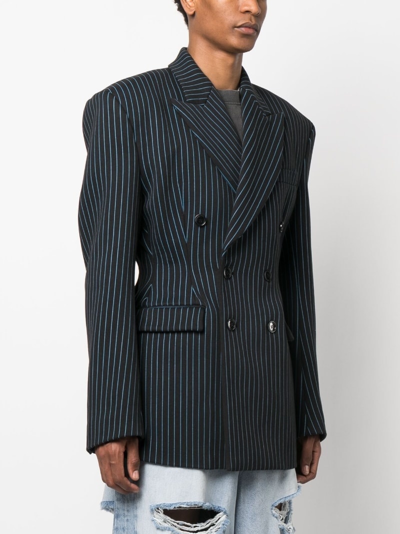 Molton striped double-breasted blazer - 3