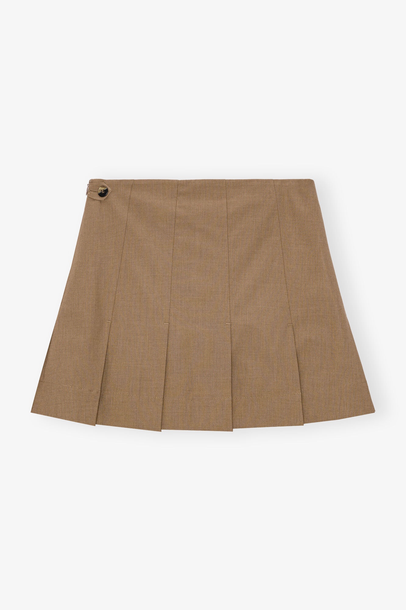 BROWN DRAPEY MELANGE MINI SKIRT - 5