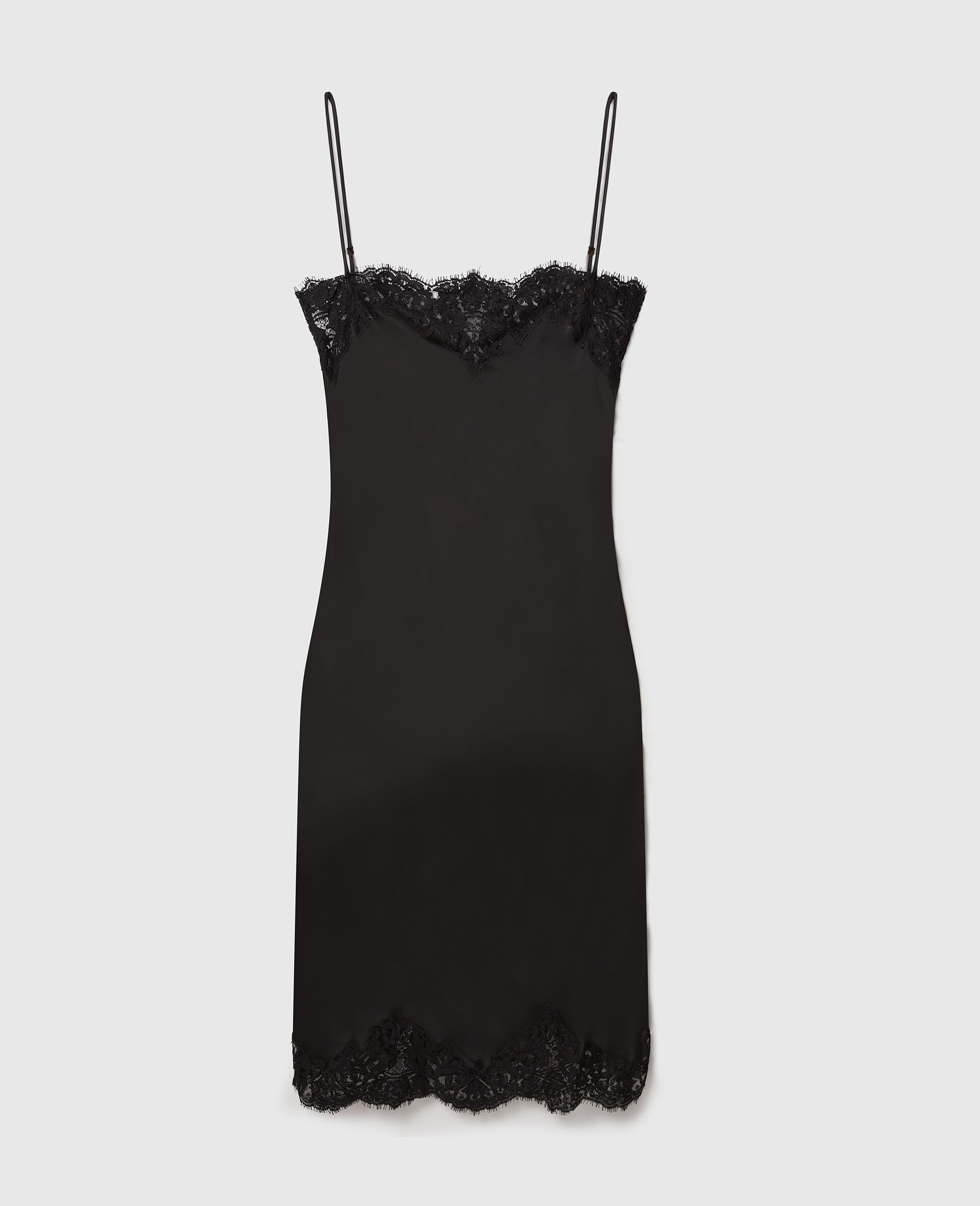 Guipere Lace Trim Double Satin Cocktail Dress - 5