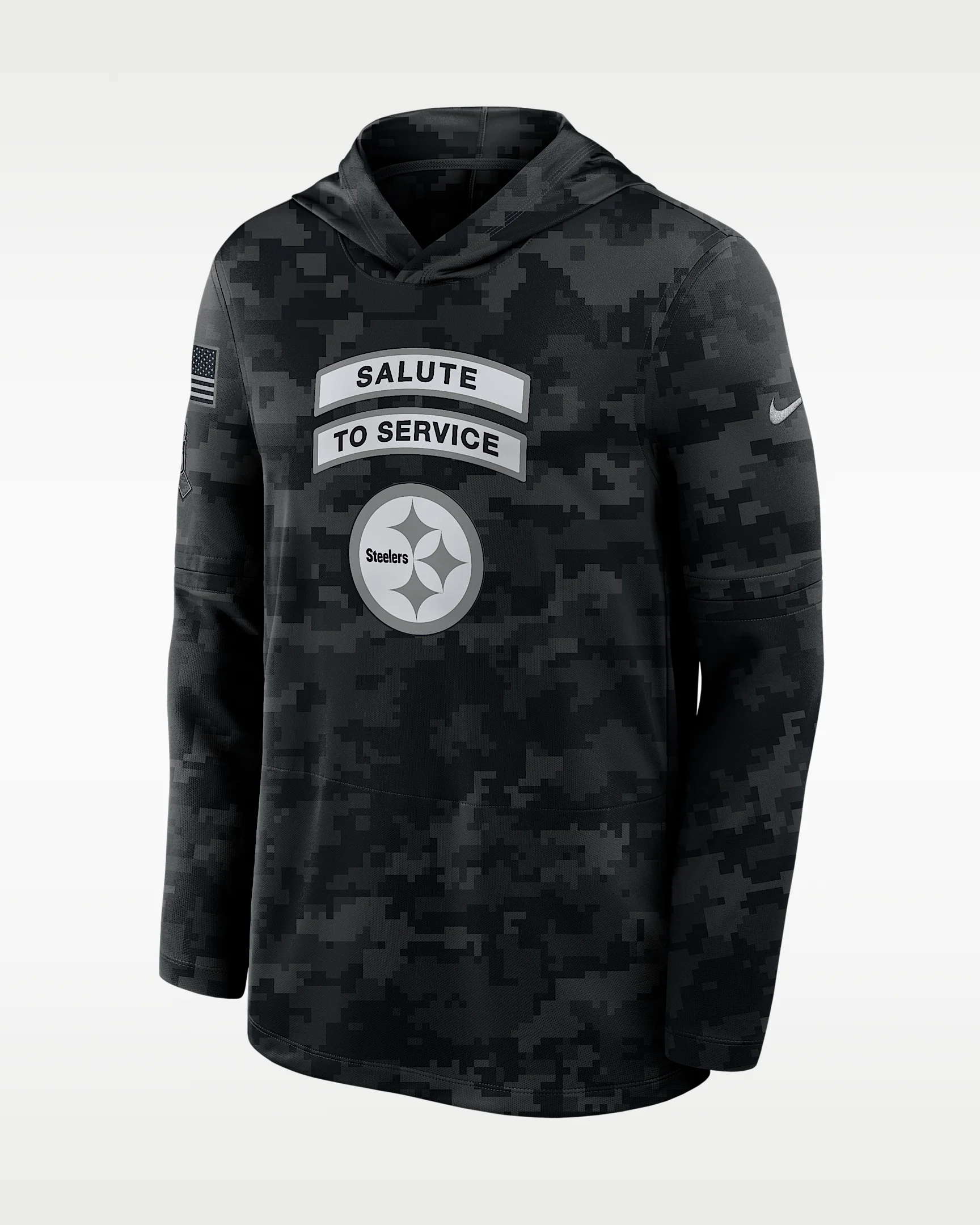 Pittsburgh Steelers Salute to Service Sideline Men's Nike Dri-FIT NFL Long-Sleeve Hooded Top - 1