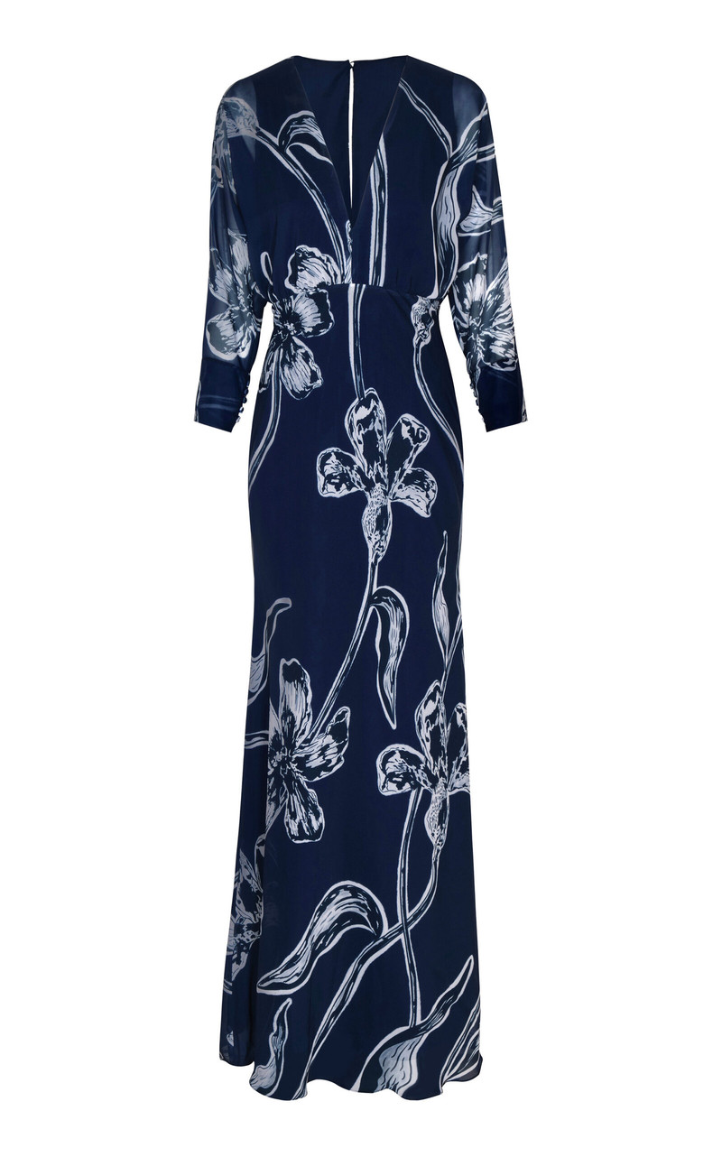 Gestos Lily-Print Chiffon Maxi Dress navy 1