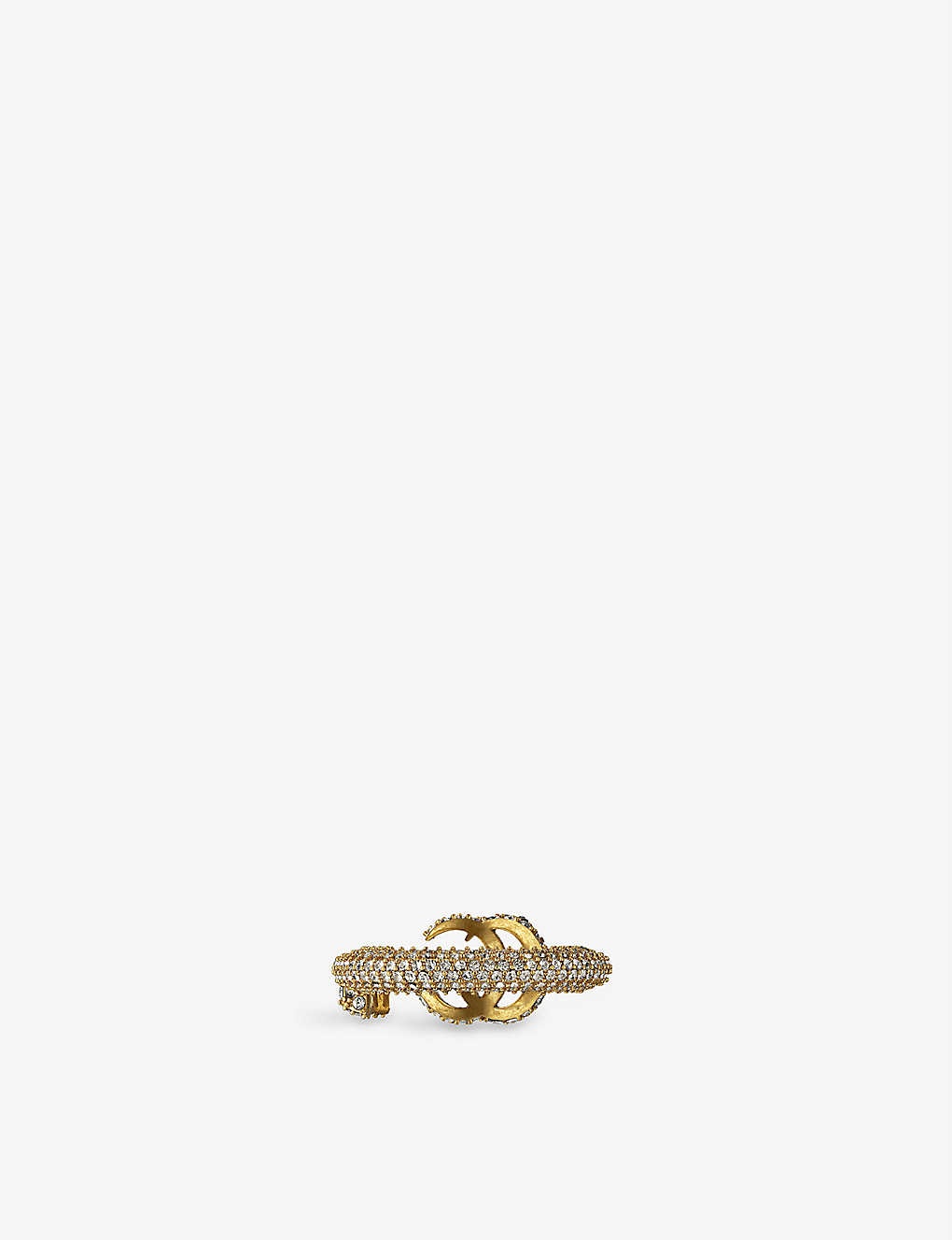 Double G Key gold-tone brass and crystal ring - 3