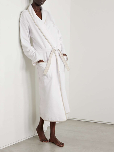 Brunello Cucinelli Embroidered linen-trimmed cotton-terry robe outlook