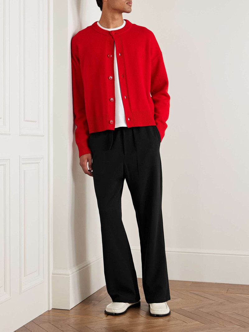 AMI Paris Flared Belted Cotton-Twill Trousers outlook