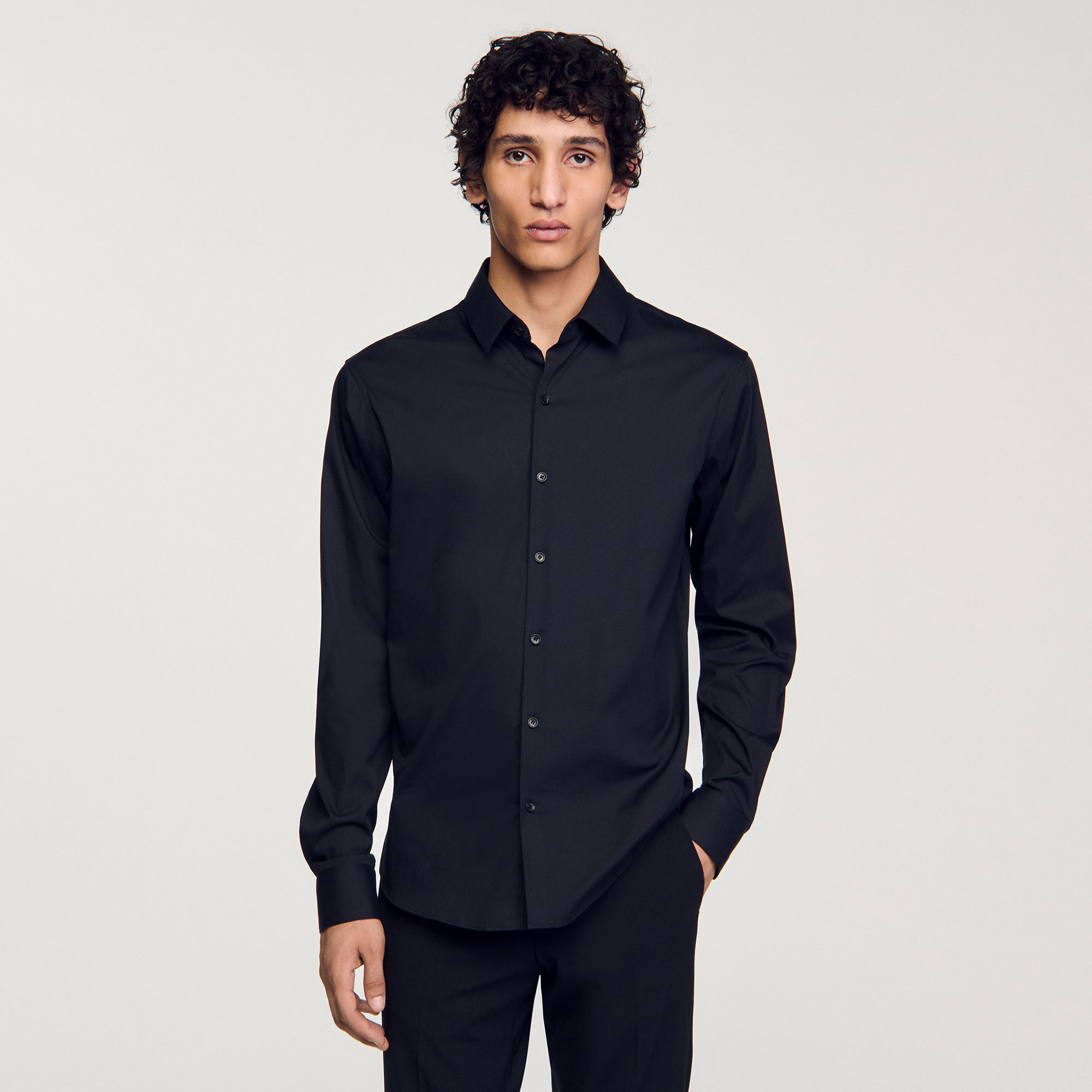 FITTED STRETCH COTTON SHIRT - 5