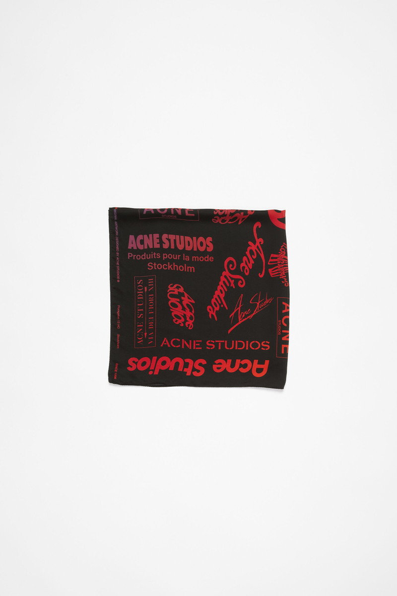 Brand logo silk scarf - Black 1