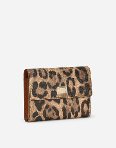 Dolce & Gabbana Leopard-print Crespo zip-around wallet with branded plate outlook