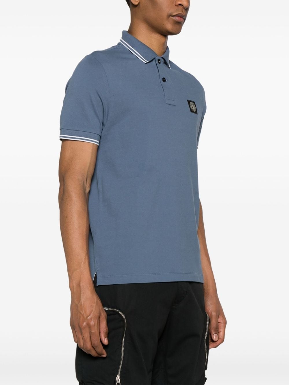 Compass-motif cotton polo shirt - 3