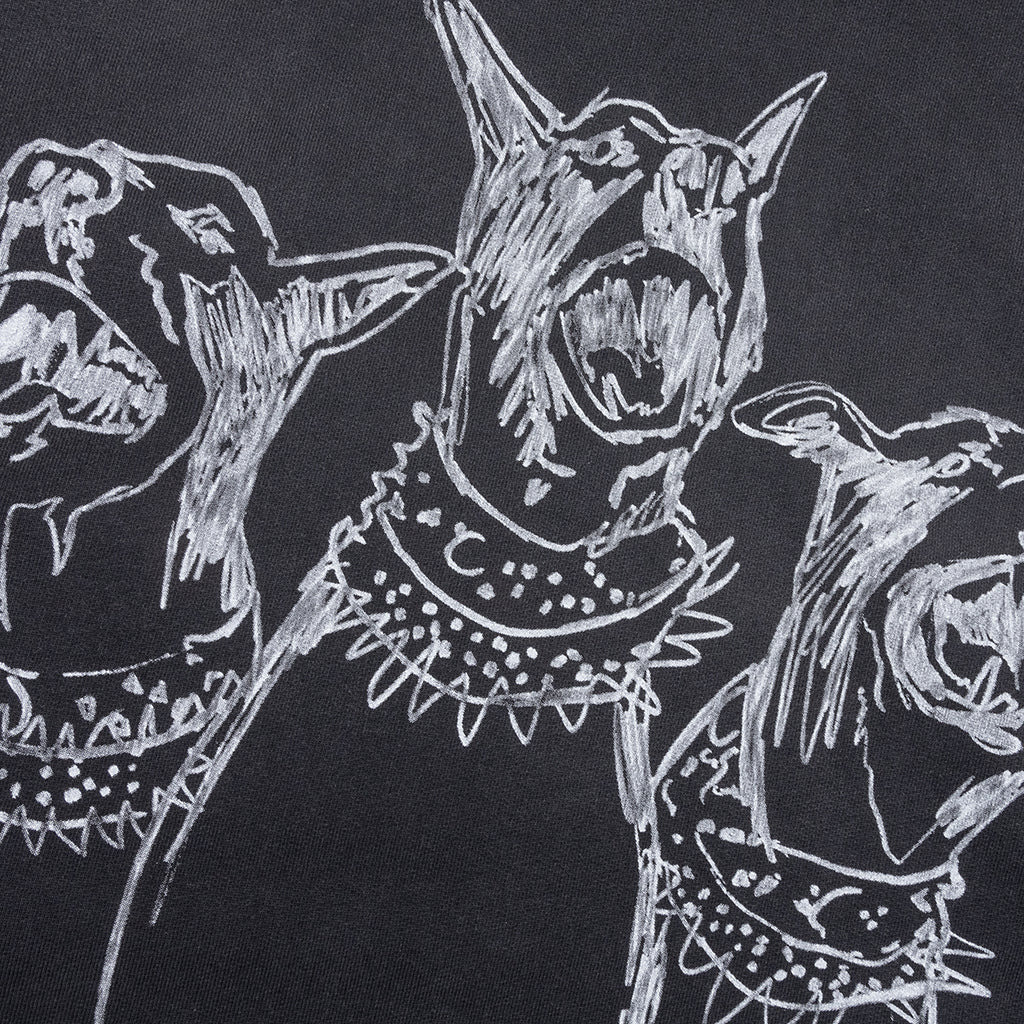 HAND DRAWN THOROUGHBRED DOGS HOODIE - AGED BLACK - 5