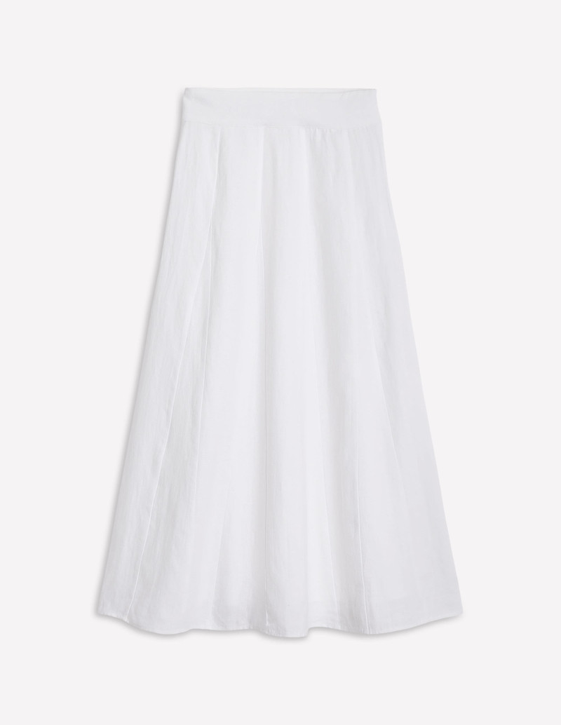Linen Flippy Maxi Skirt-White 1