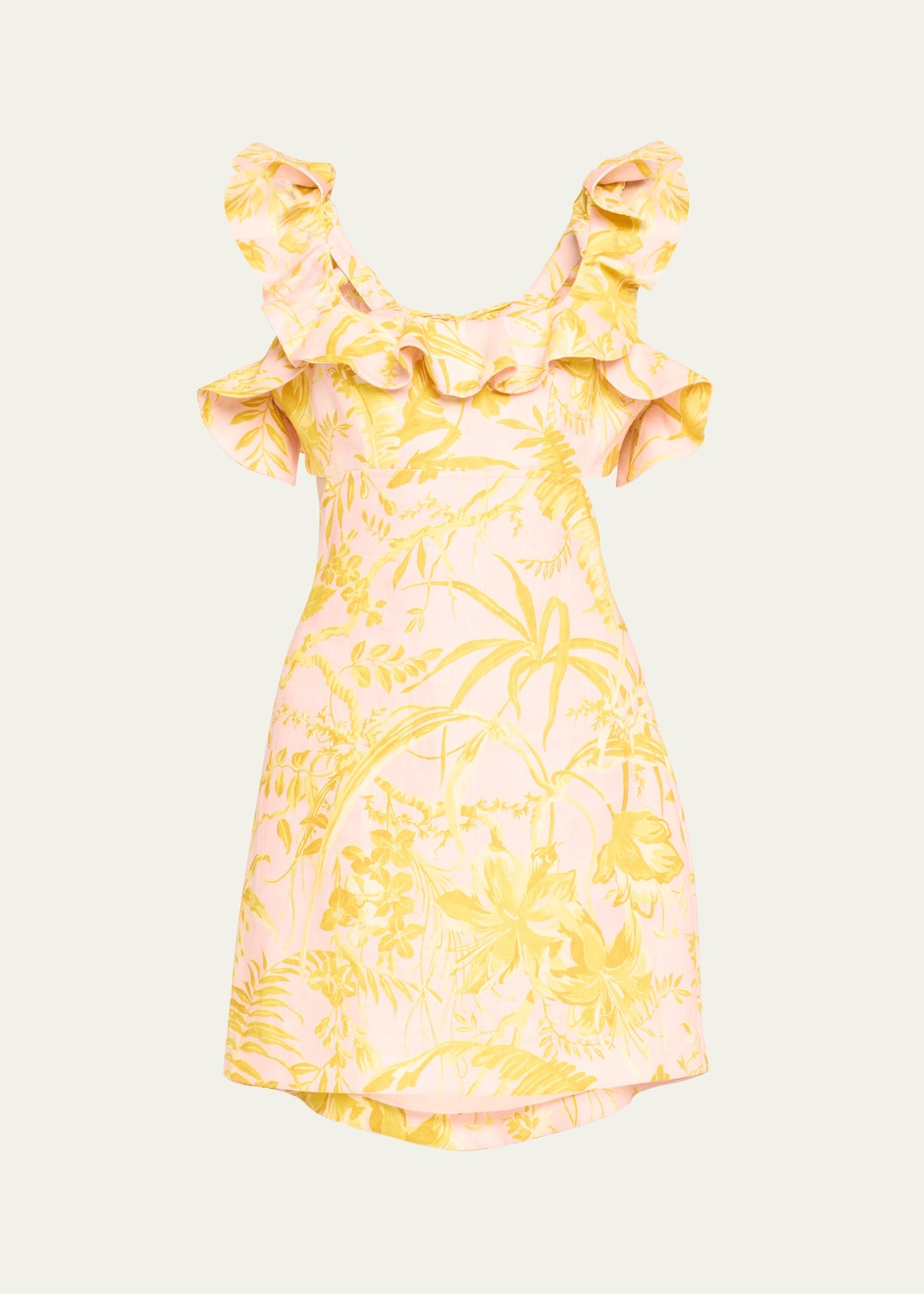 Golden Ruffle Mini Dress - 1